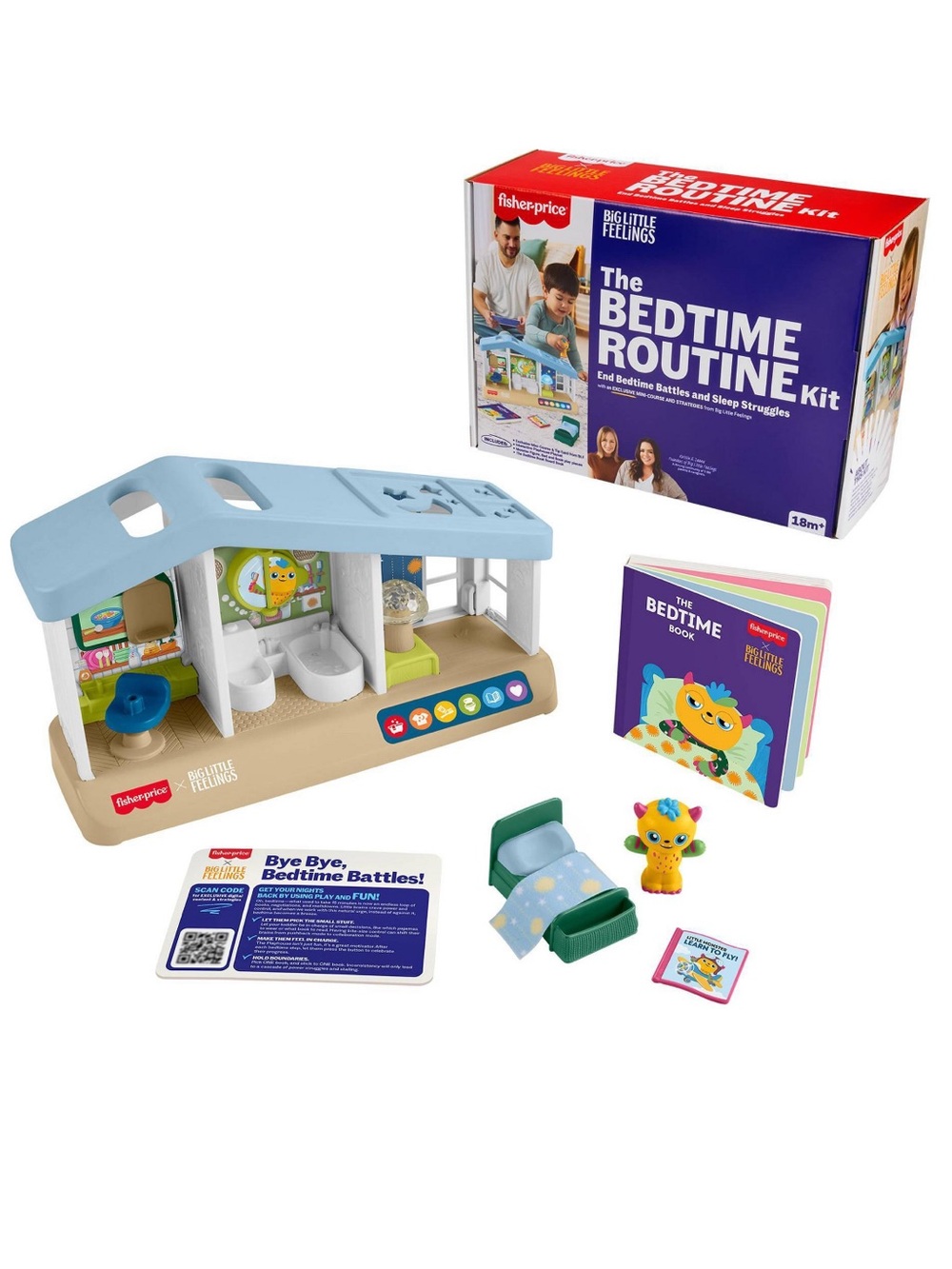 Fisher-Price Big Little Feelings Bedtime Routine Kit w/ House Toy Monster & Book